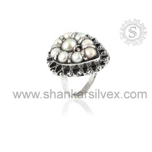 Gemstone Ring Pearl Silver Jewelry RNCB15-1123-2